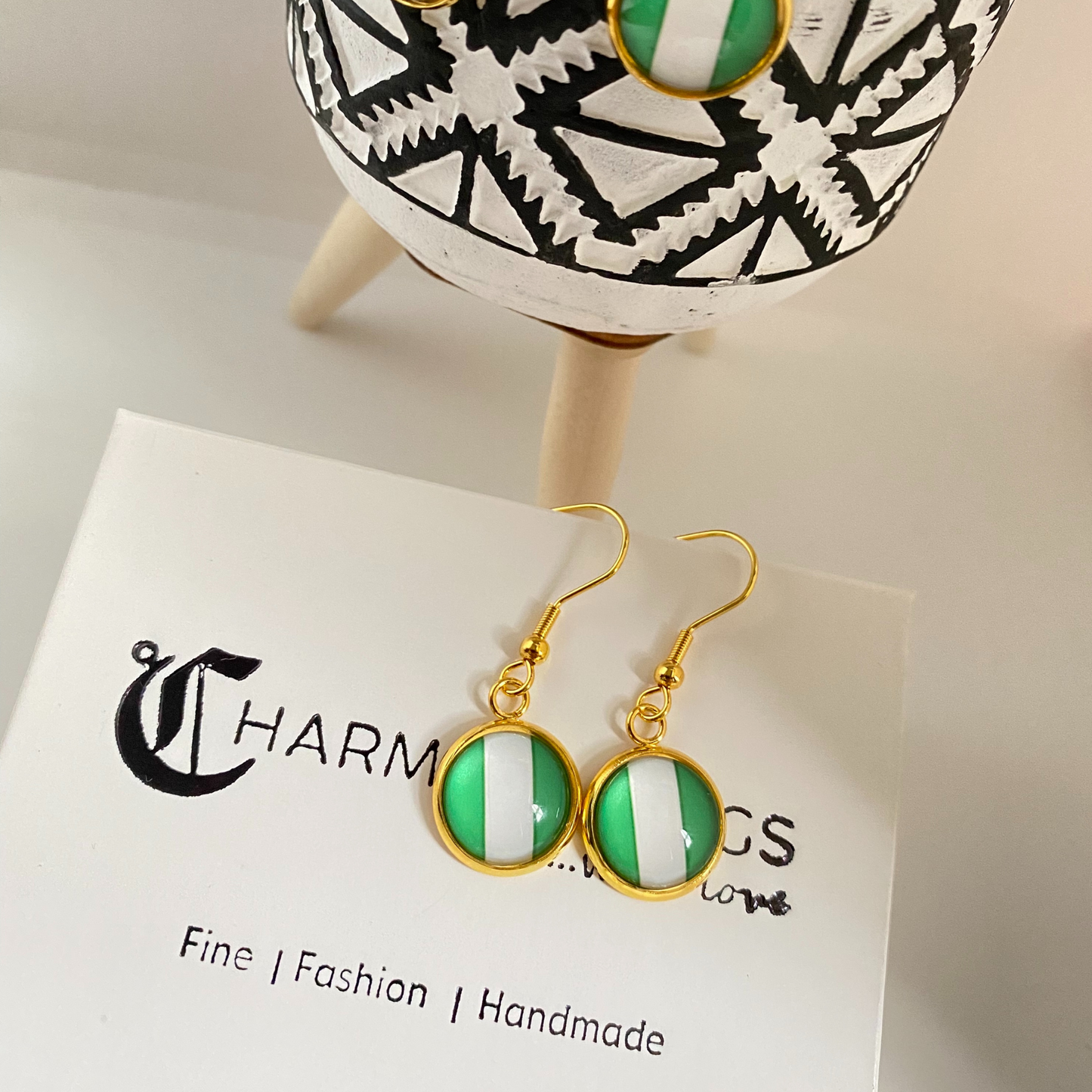 Nigerian Flag Earrings Handmade Earrings