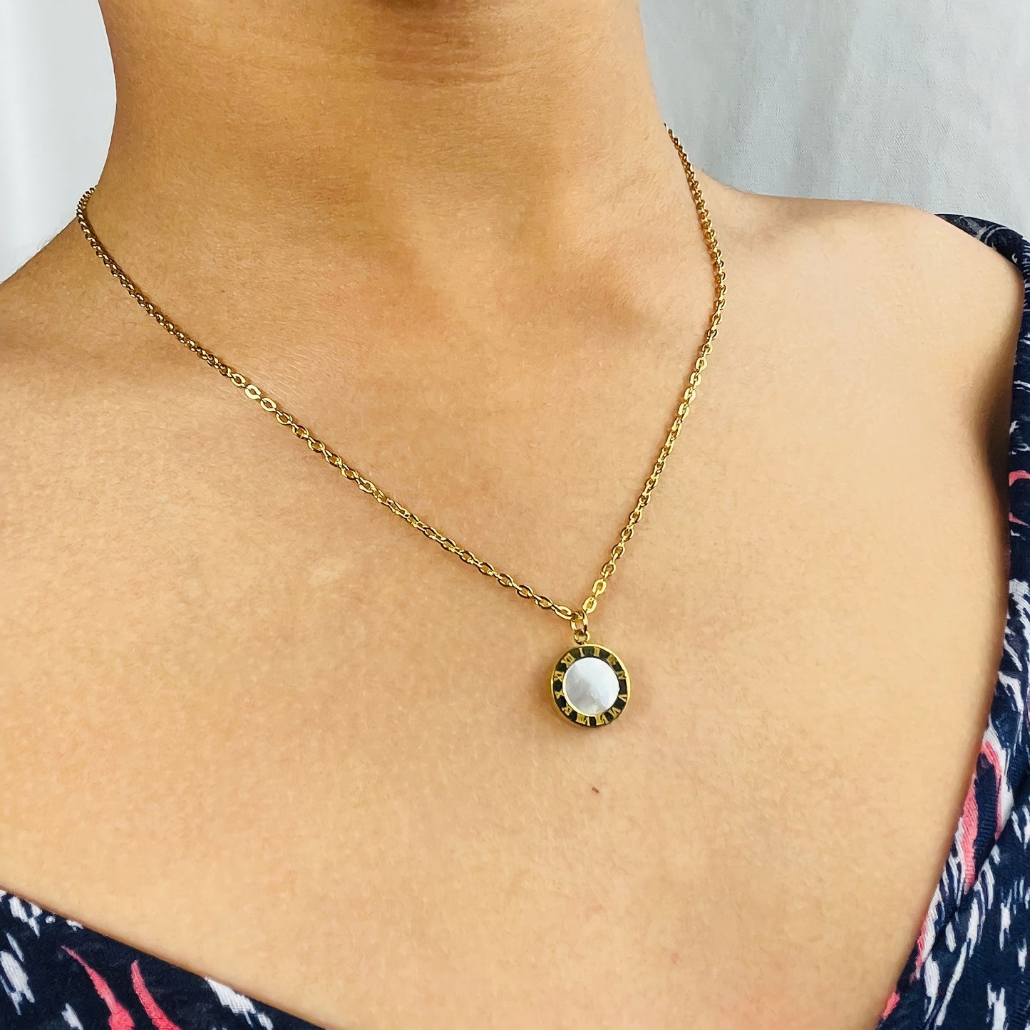 Roman Numeral Reversible Pendant Necklace