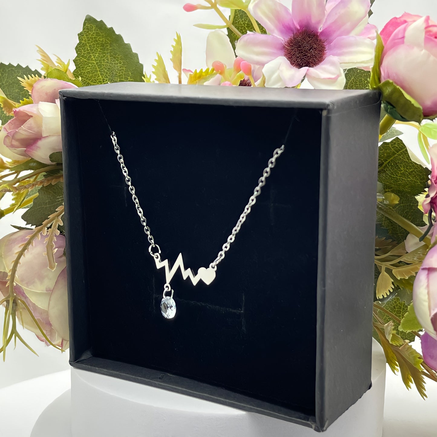 Love Heart Crystal ECG Necklace