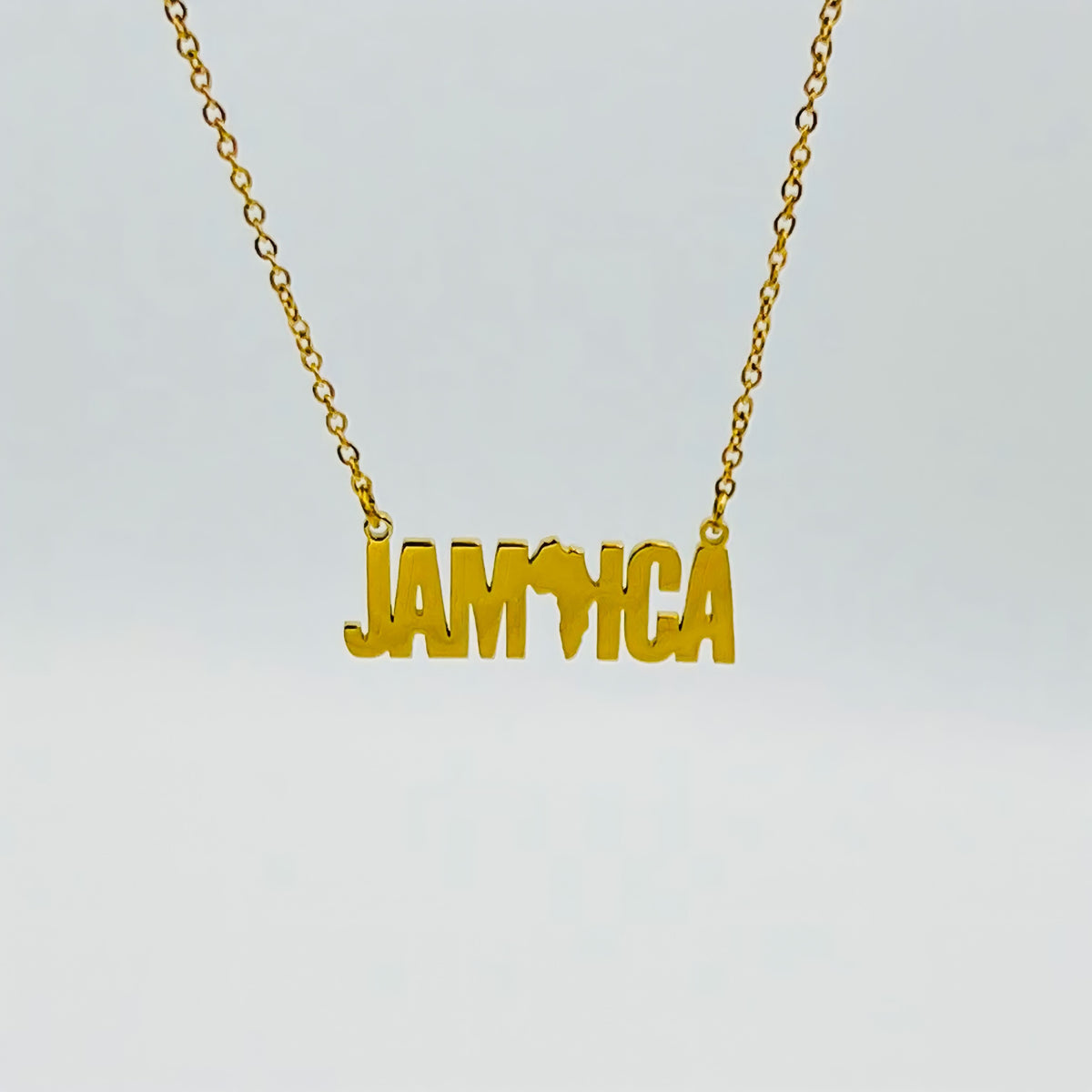 Jamaica Africa Afrocentric Gold Silver Stainless Steel Necklace