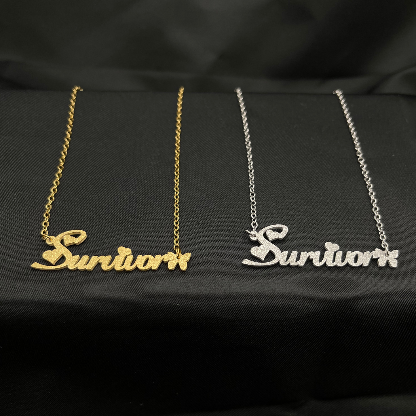 Positive Affirmation Survivor Frosted Butterfly Heart Necklace