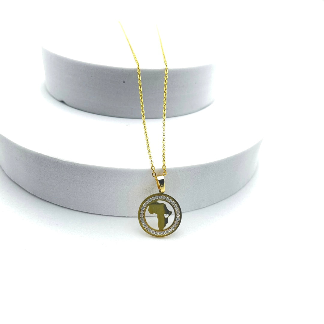 Map of Africa Crystal Necklace & Bracelet Set