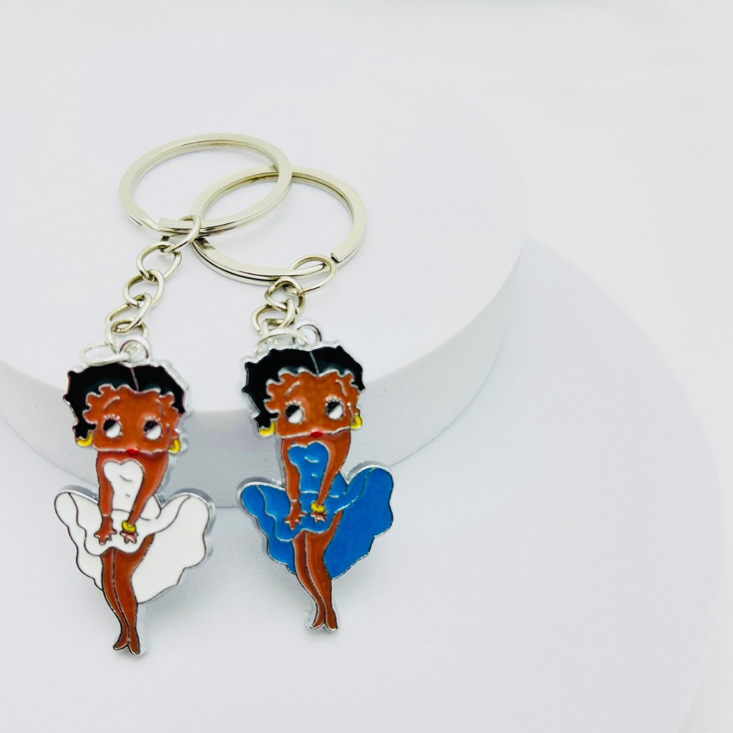 Betty Boop Colourful Melanin Enamel Keyrings Bag Charms