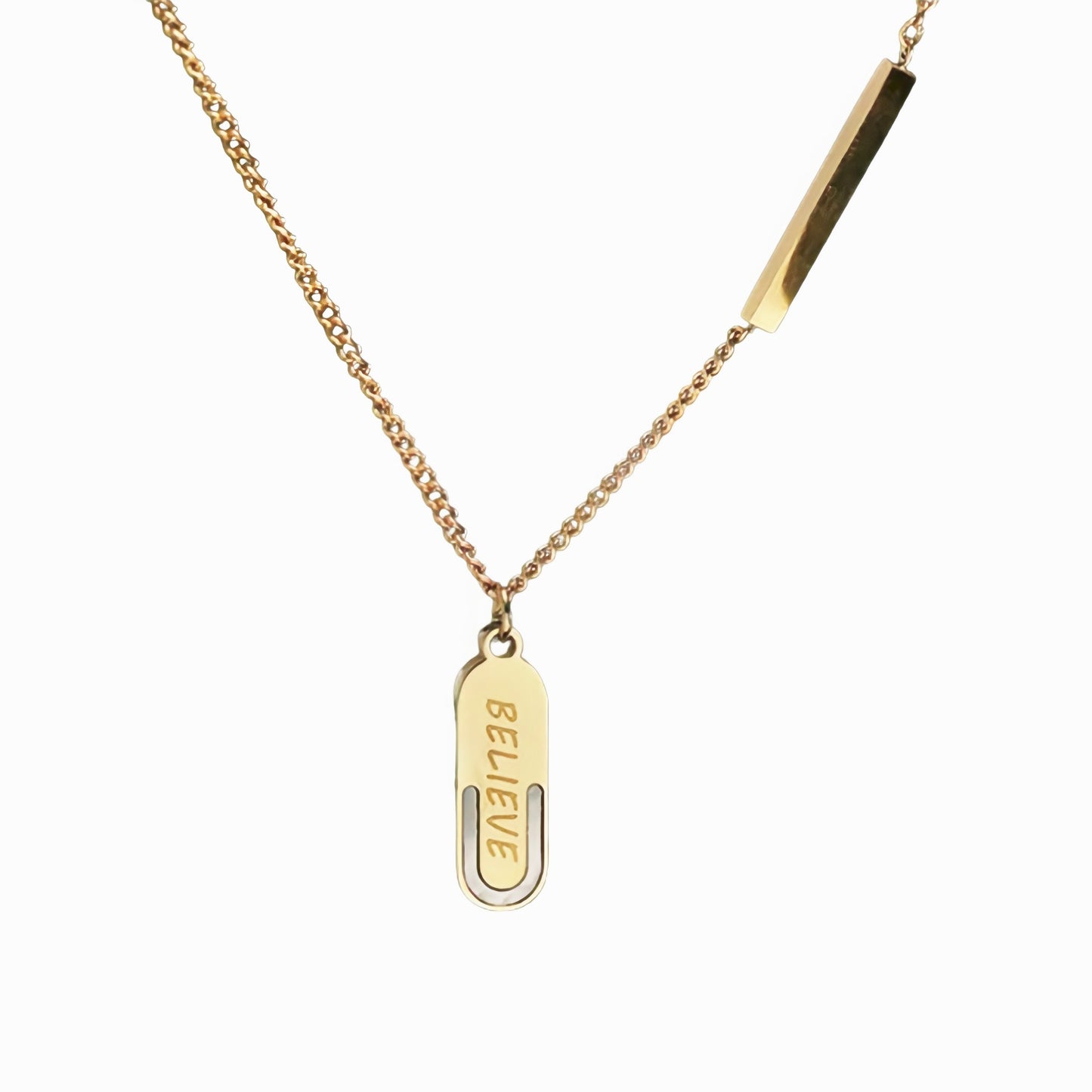 Affirmation Gold Believe Necklace 316L Stainless Steel & Natural Shell