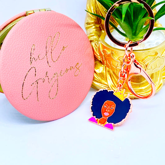 Black Women Girls Melanin Enamel Keyrings / Keychains Bag Charms