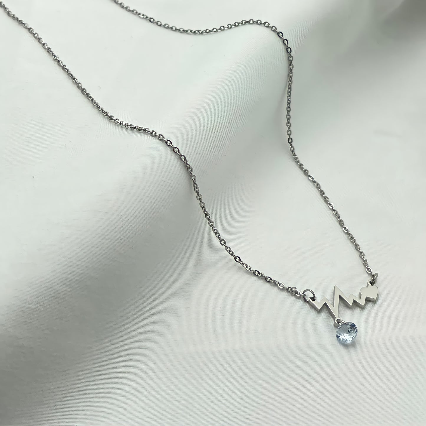 Love Heart Crystal ECG Necklace