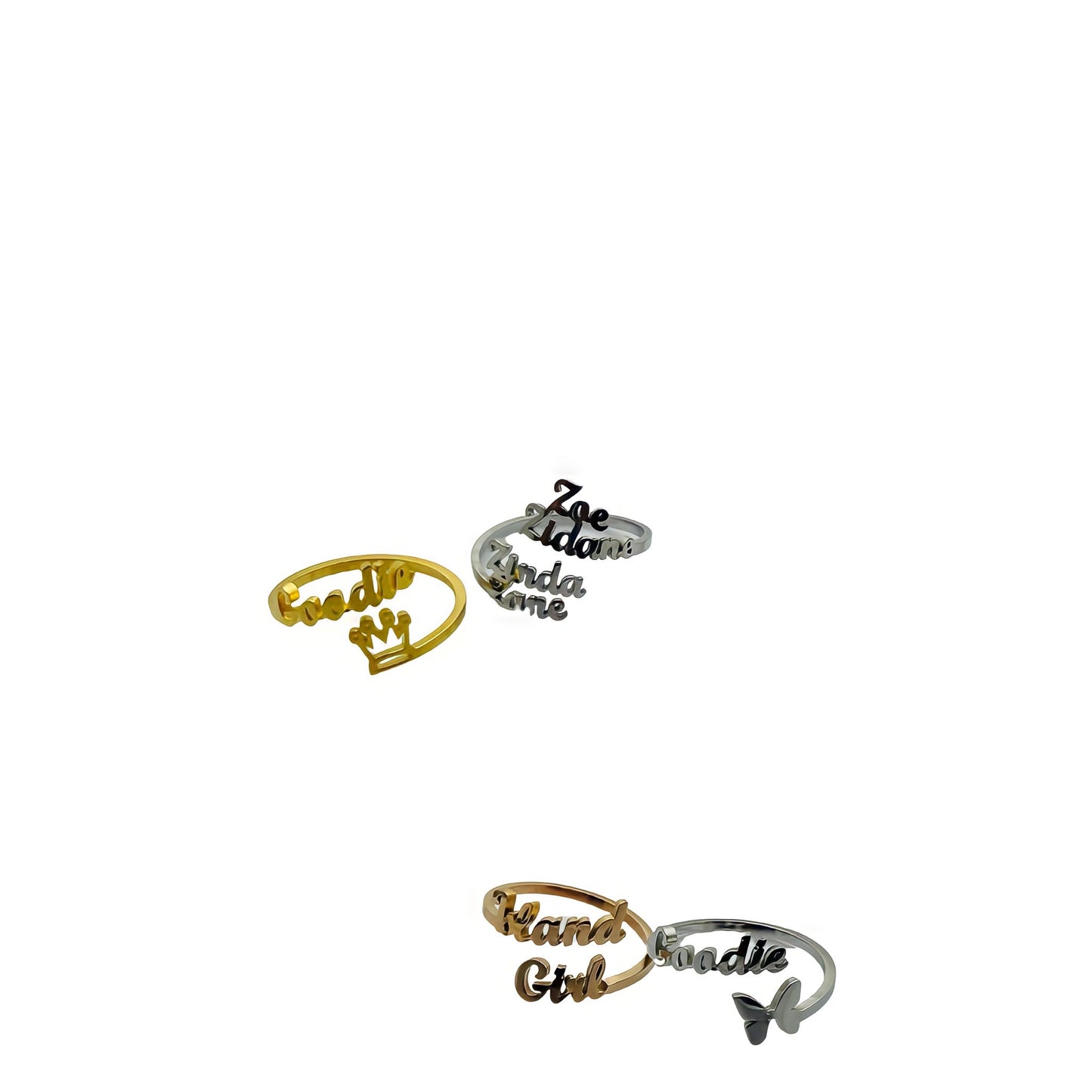 Custom Adjustable Name Word Rings