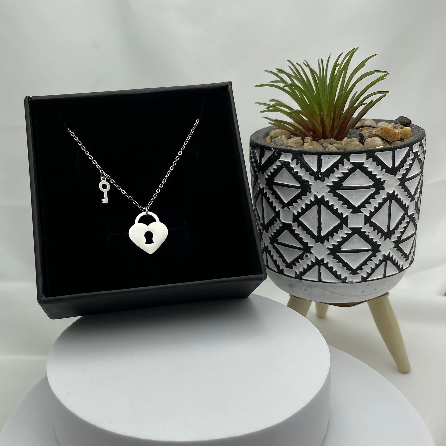 Heart Padlock and Key Necklace