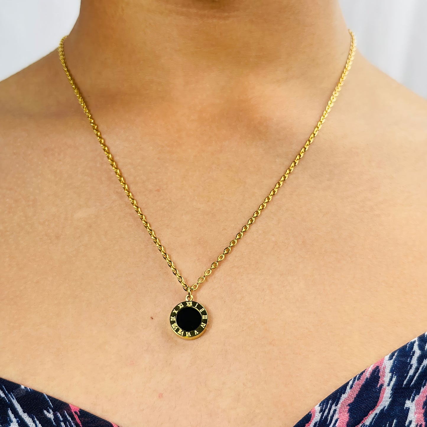 Roman Numeral Reversible Pendant Necklace