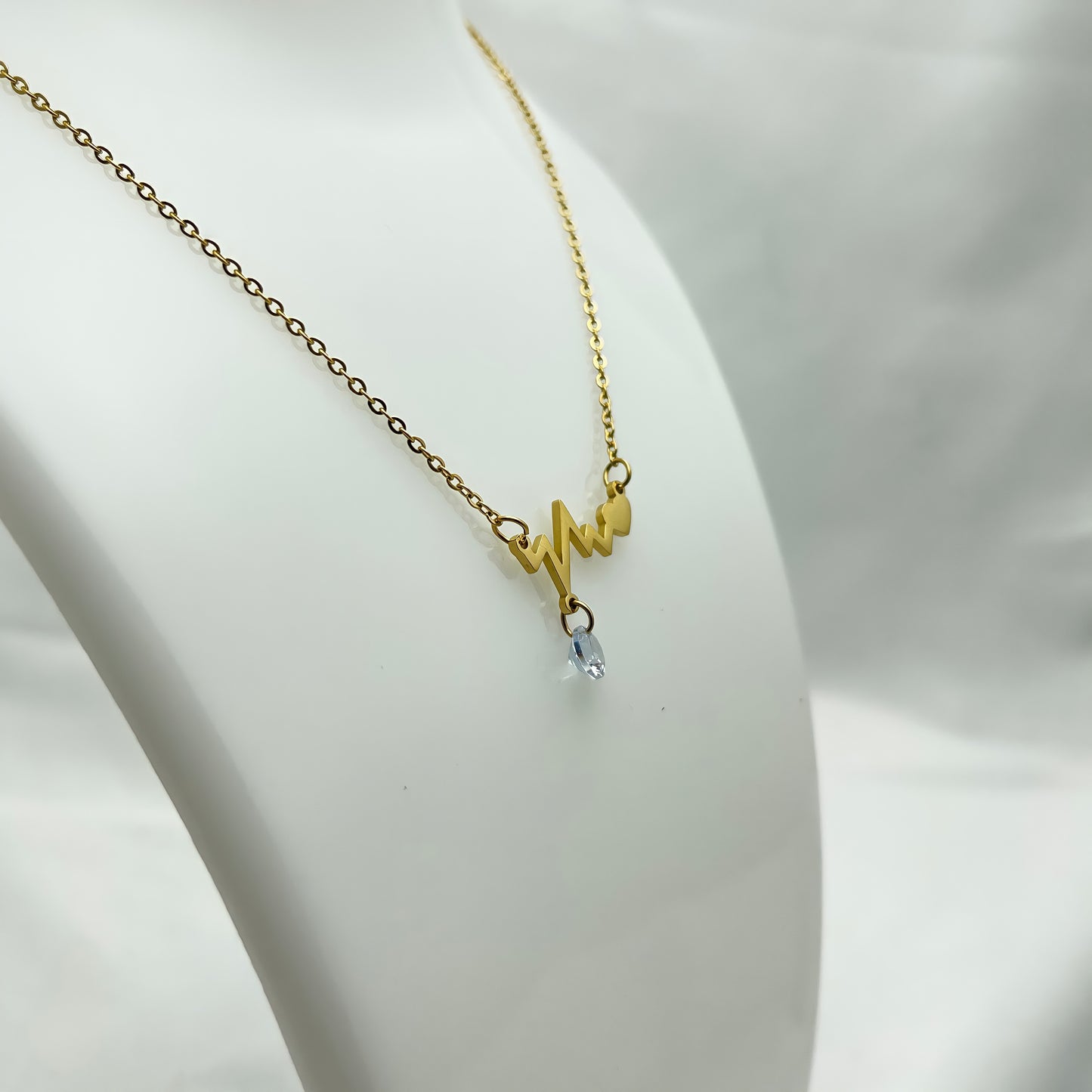 Love Heart Crystal ECG Necklace