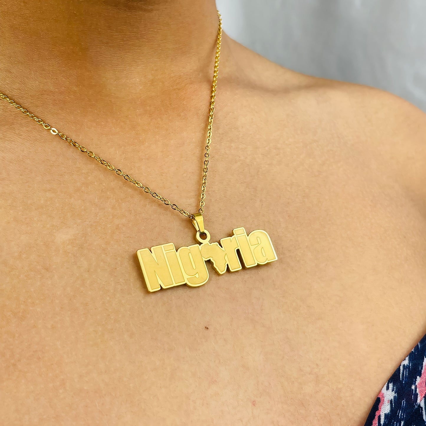 Nigeria Africa Gold Silver Stainless Steel Necklace
