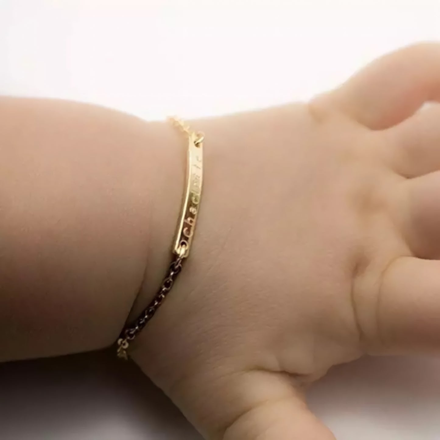 Custom 18K Gold Plated Sterling Silver Toddler Bar Bracelet
