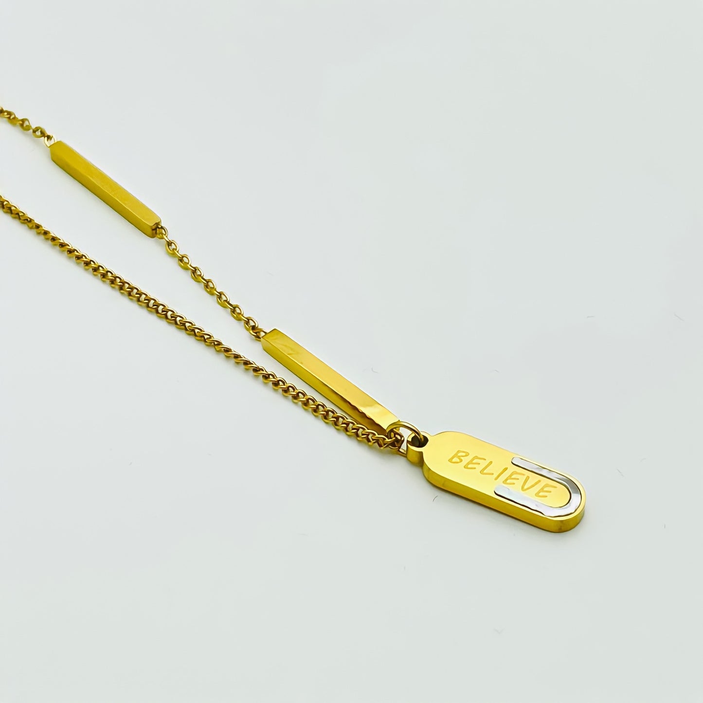 Affirmation Gold Believe Necklace 316L Stainless Steel & Natural Shell