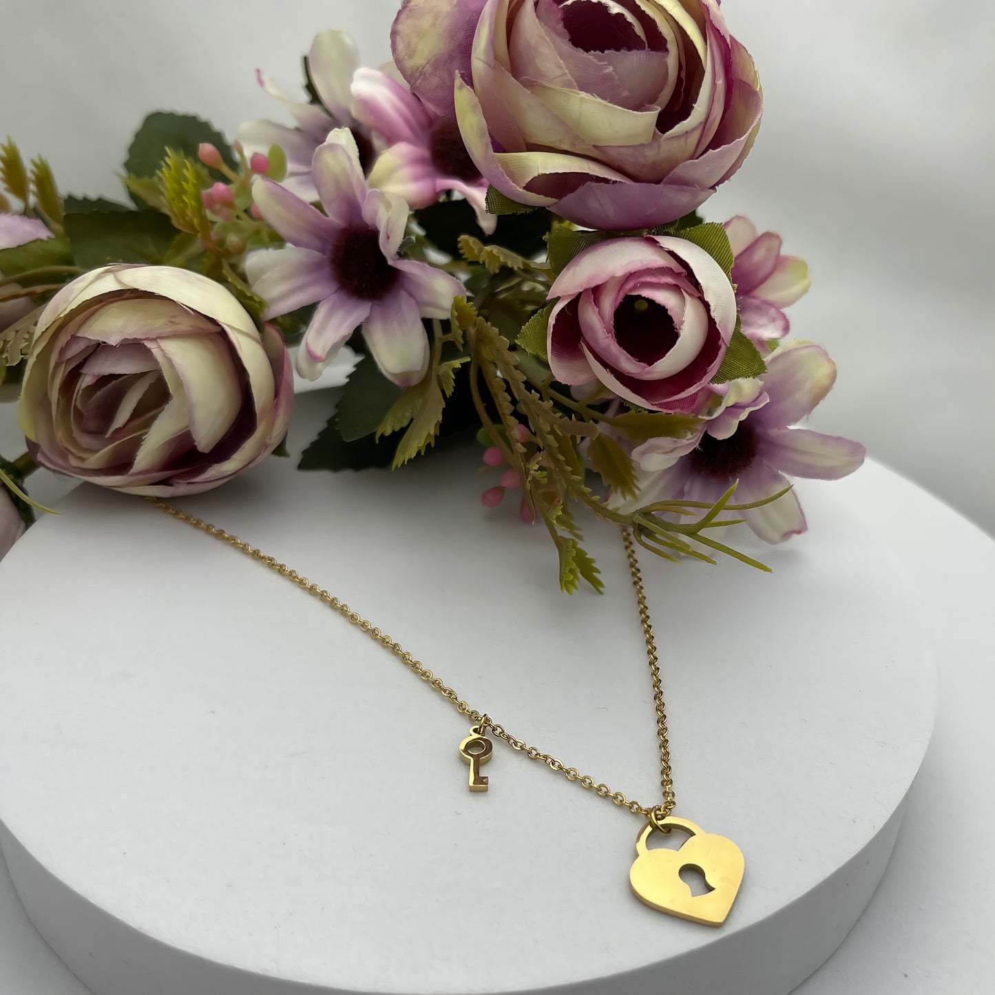 Heart Padlock and Key Necklace
