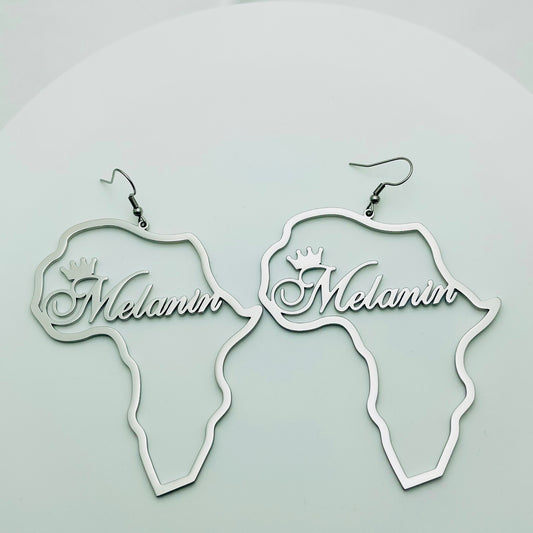 Melanin Queen Map Of Africa Exaggerated Drop Earrings