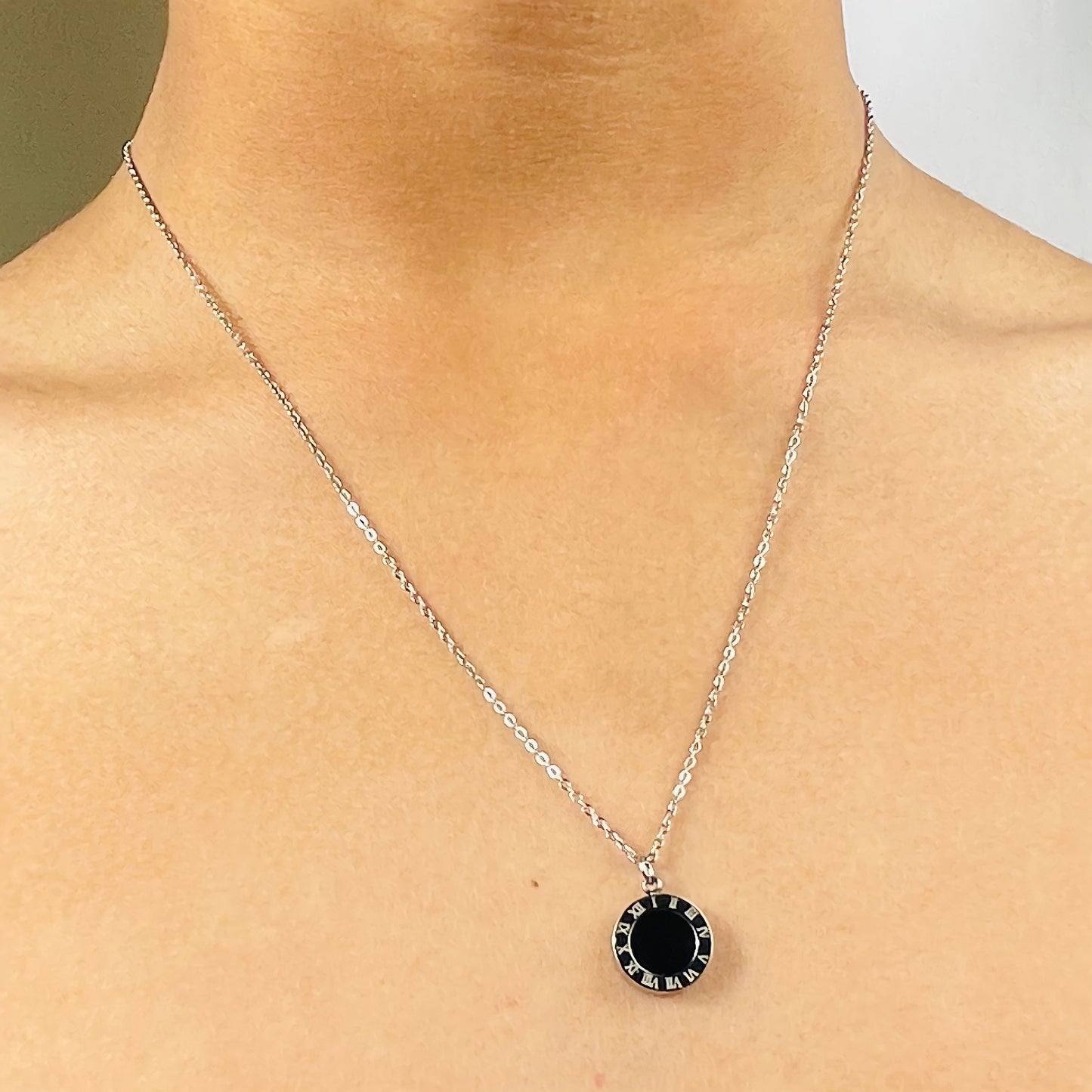 Roman Numeral Reversible Pendant Necklace