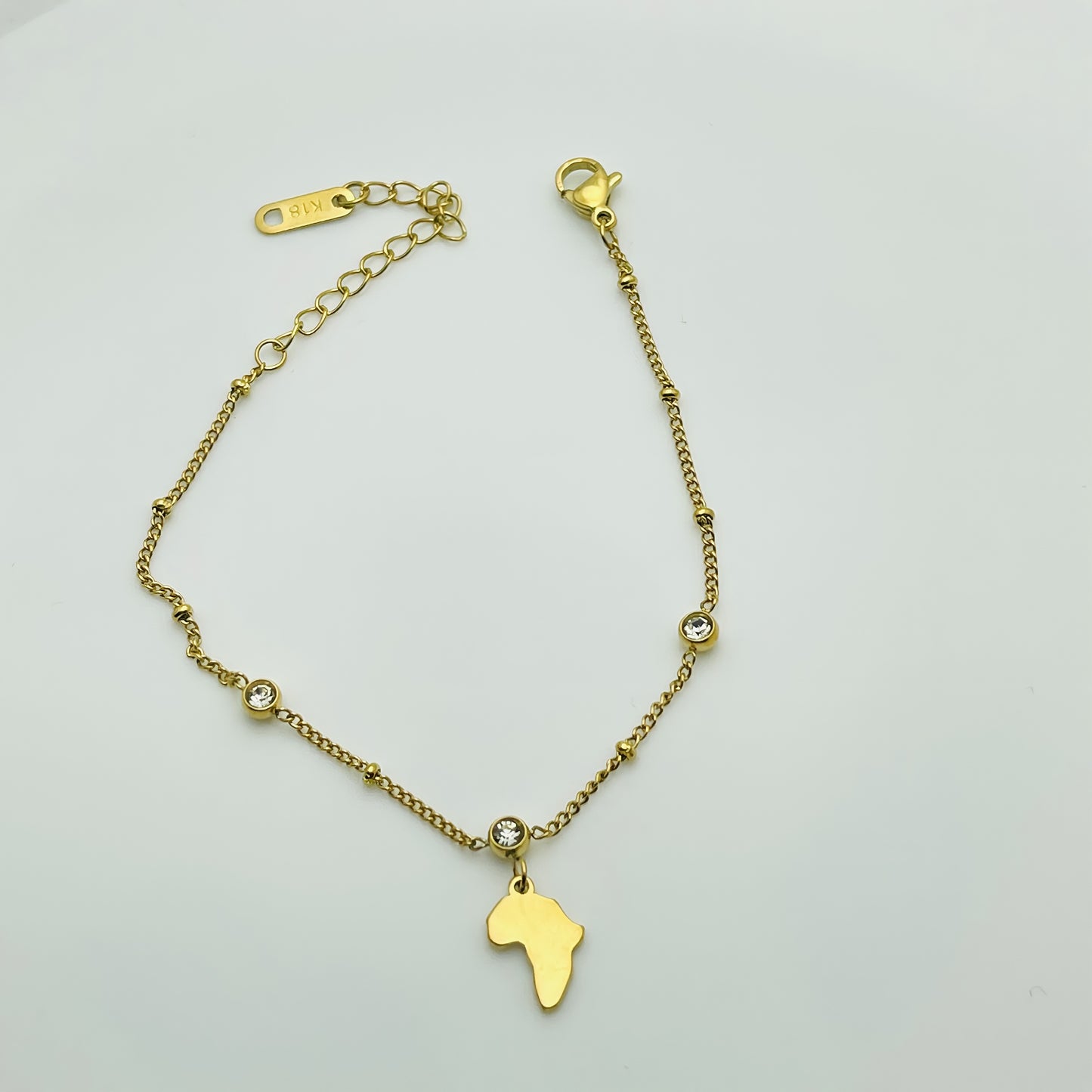 Gold Map of Africa Crystal Bracelet