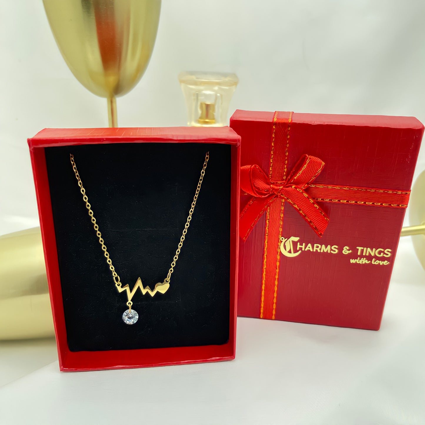 Love Heart Crystal ECG Necklace