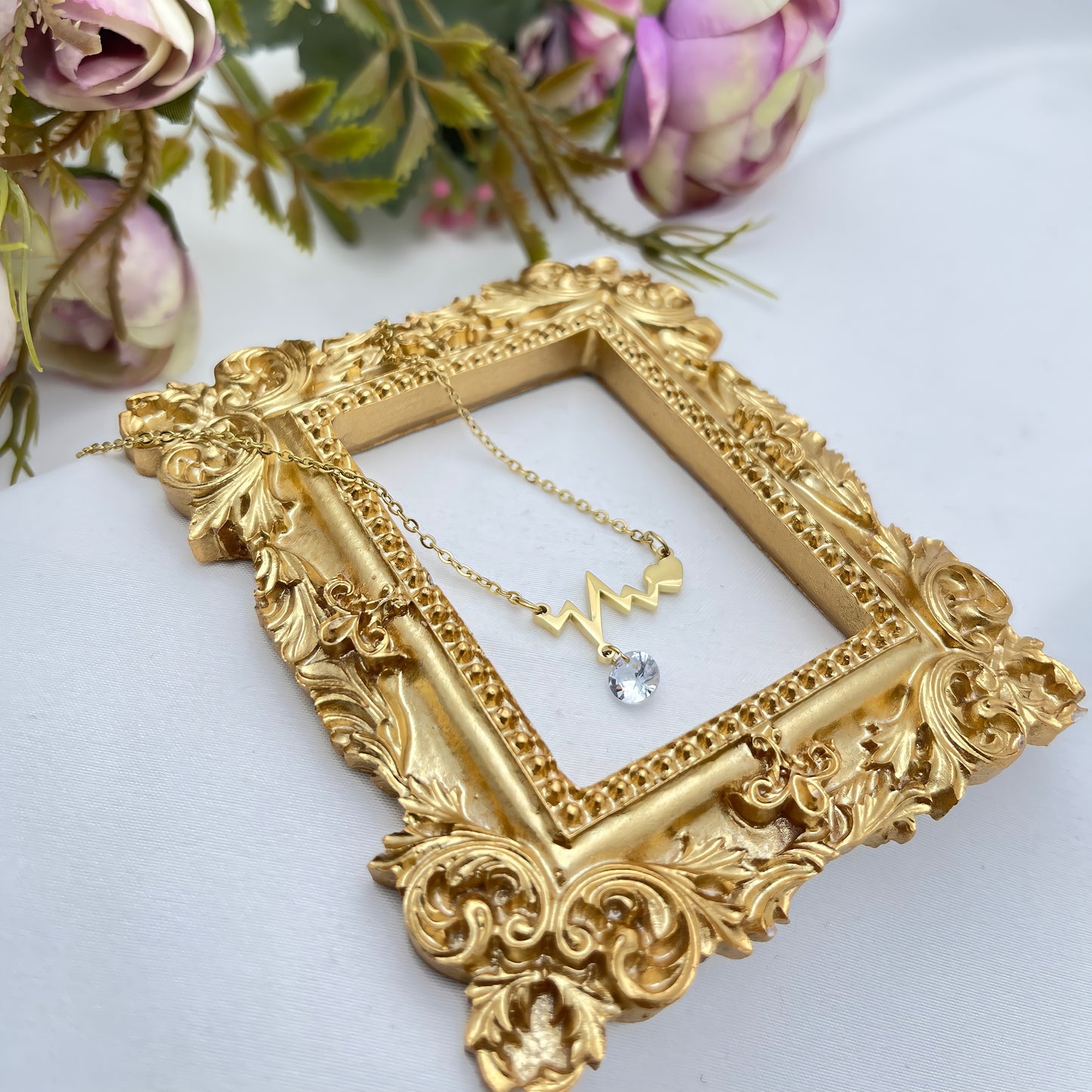 Love Heart Crystal ECG Necklace