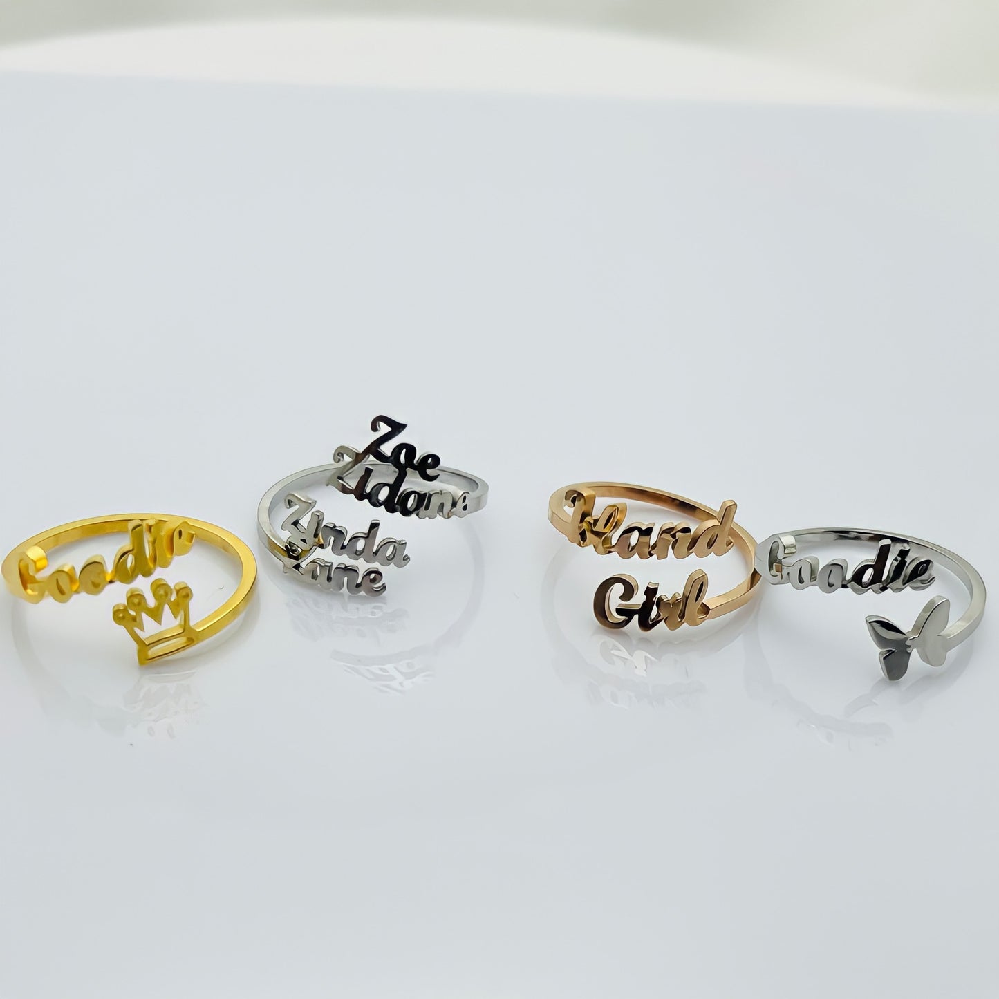 Custom Adjustable Name Word Rings