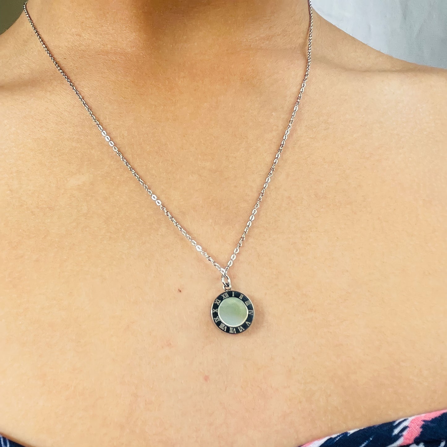 Roman Numeral Reversible Pendant Necklace