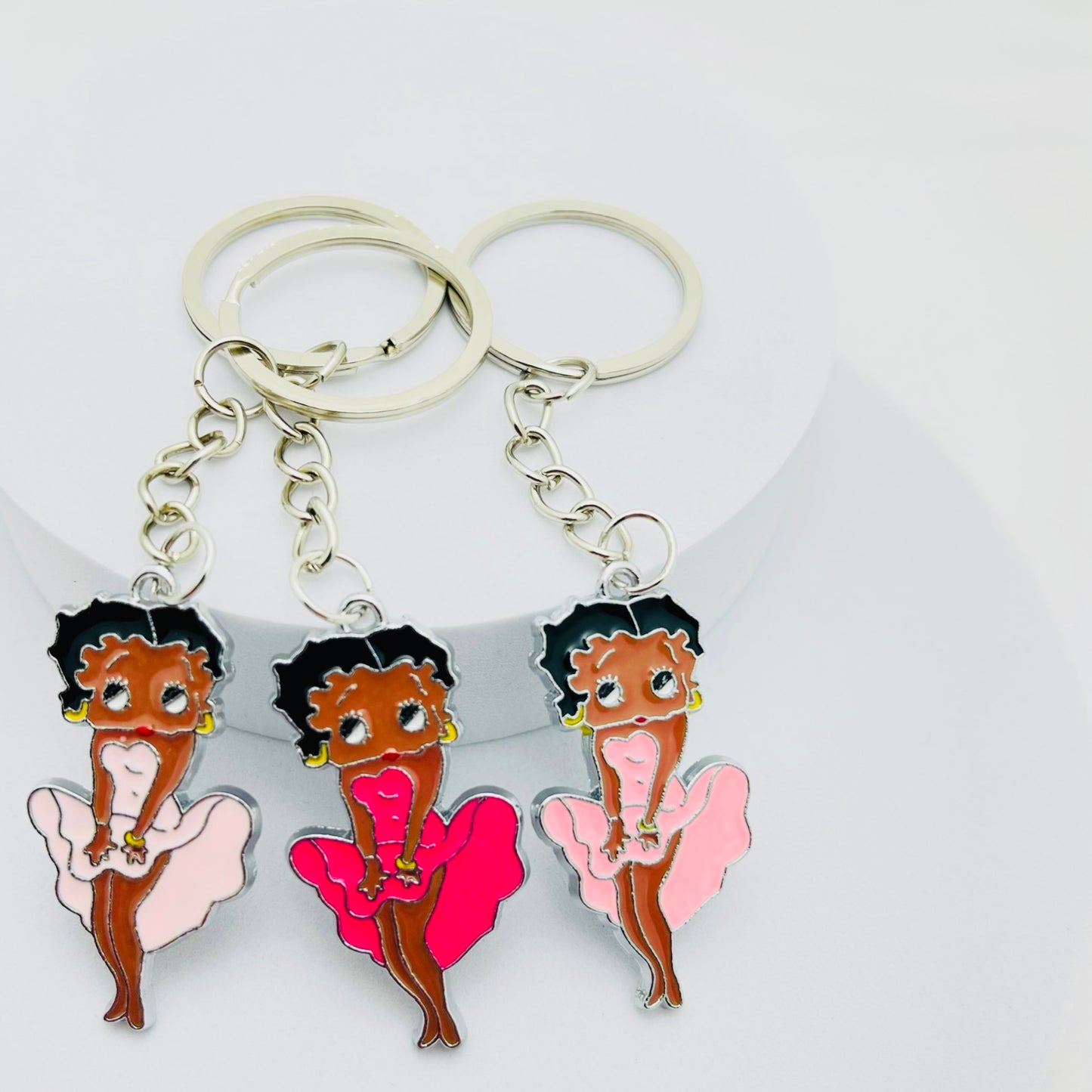Betty Boop Colourful Melanin Enamel Keyrings Bag Charms