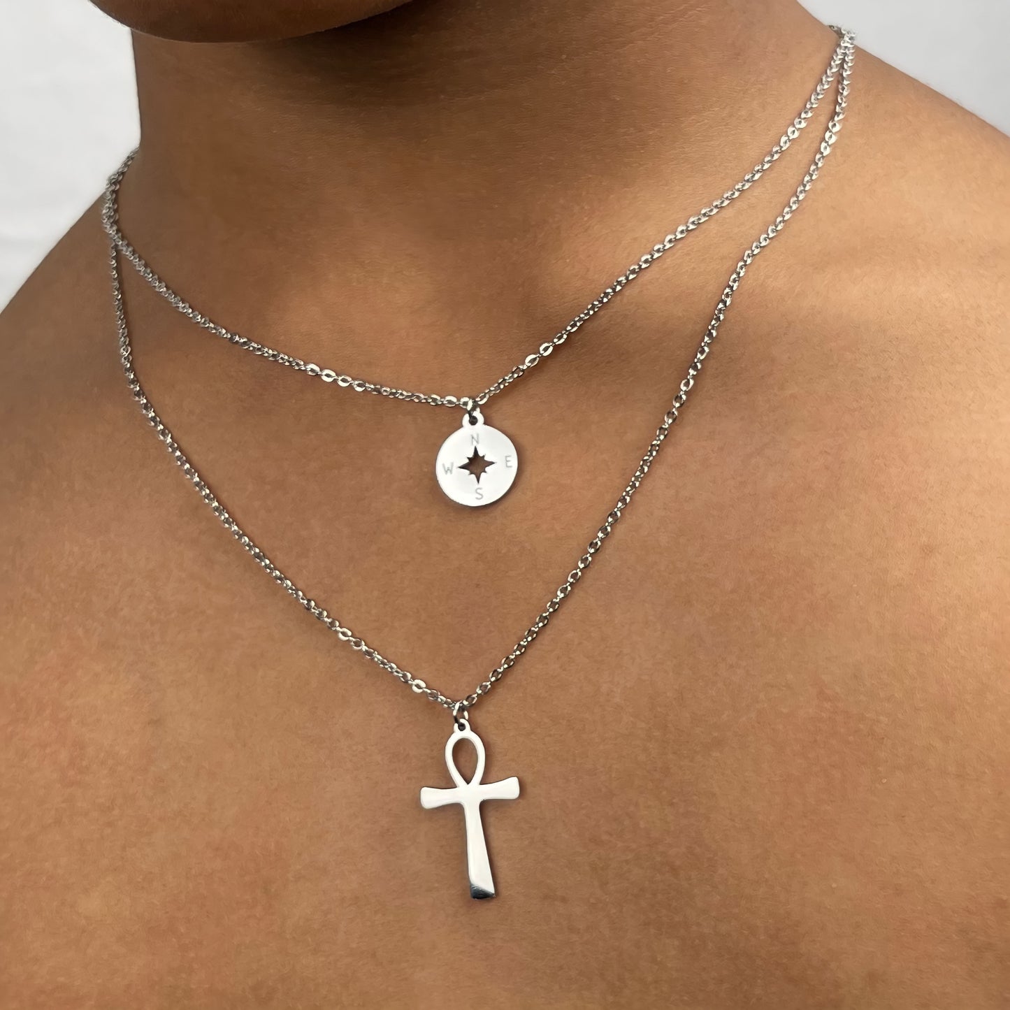 Compass & Ankh Layered Necklaces