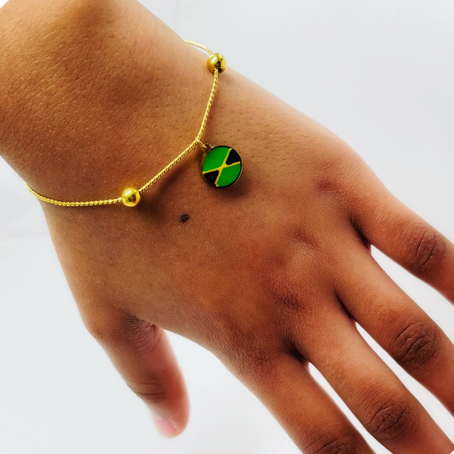 Gold Jamaican Flag Enamel Charm Jaminate Jewellery Set