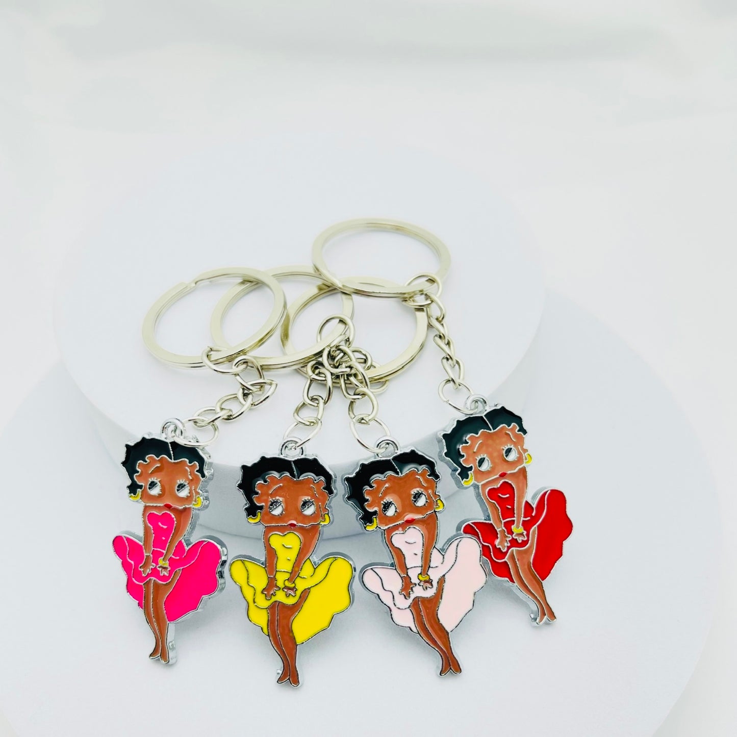 Betty Boop Colourful Melanin Enamel Keyrings Bag Charms