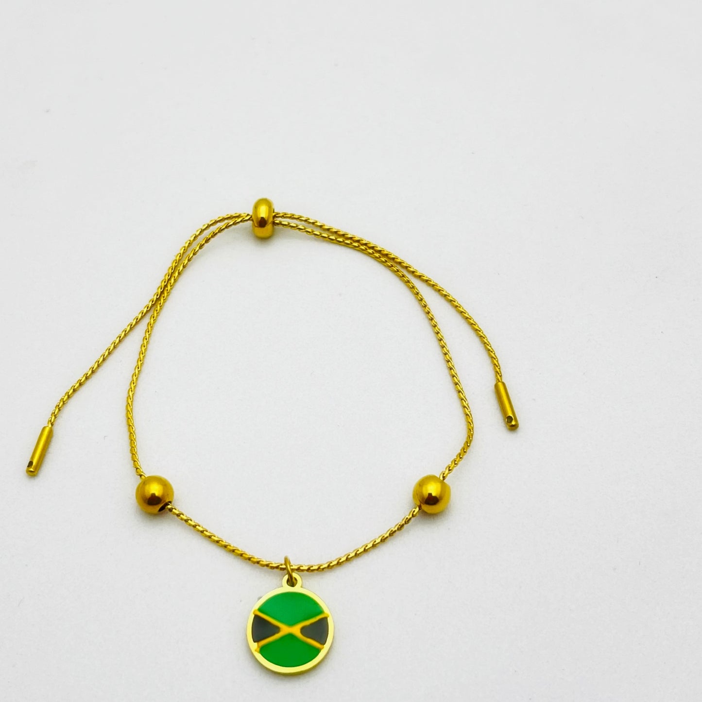 Gold Jamaican Flag Enamel Charm Jaminate Jewellery Set