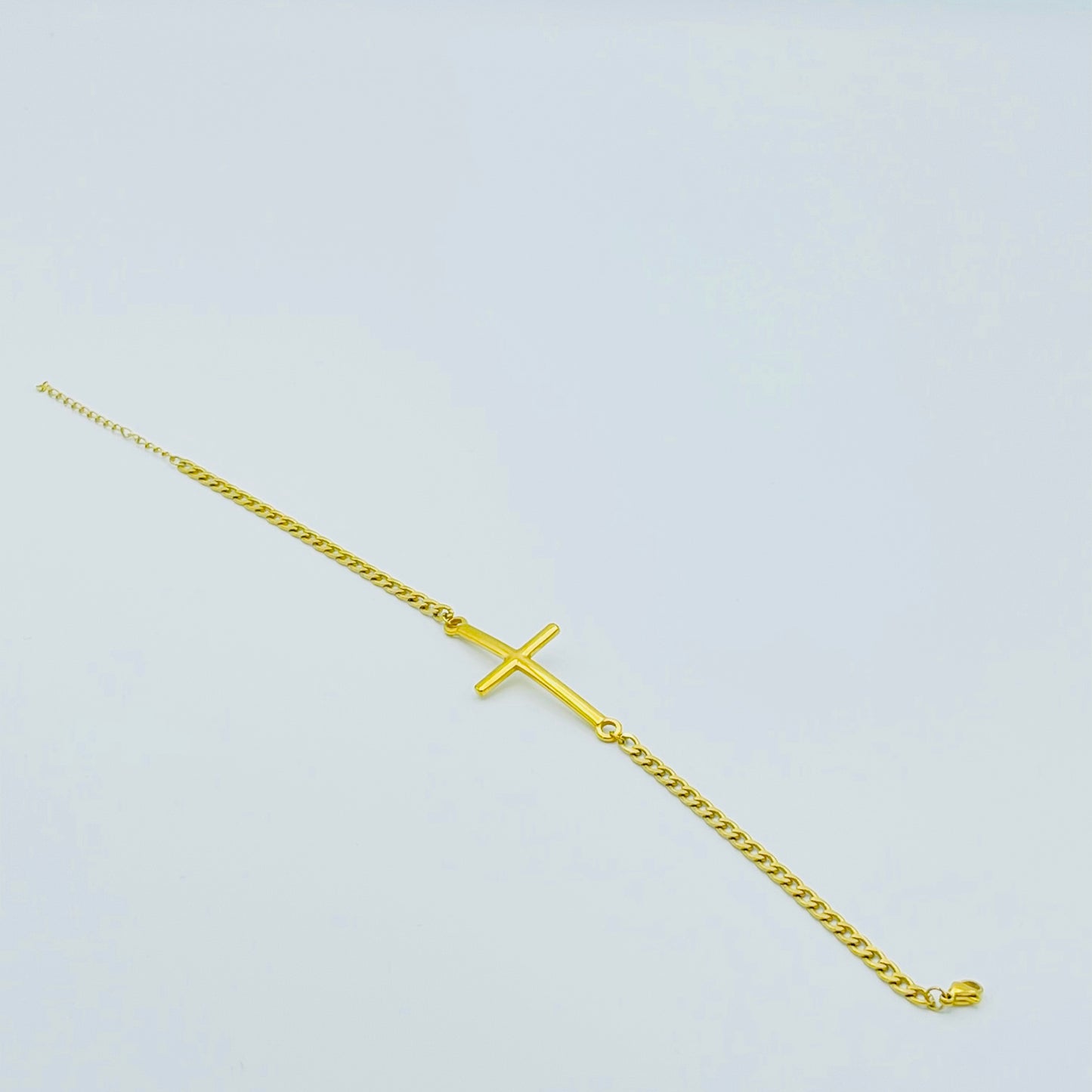 Gold Cuban Link Cross Jewellery Set