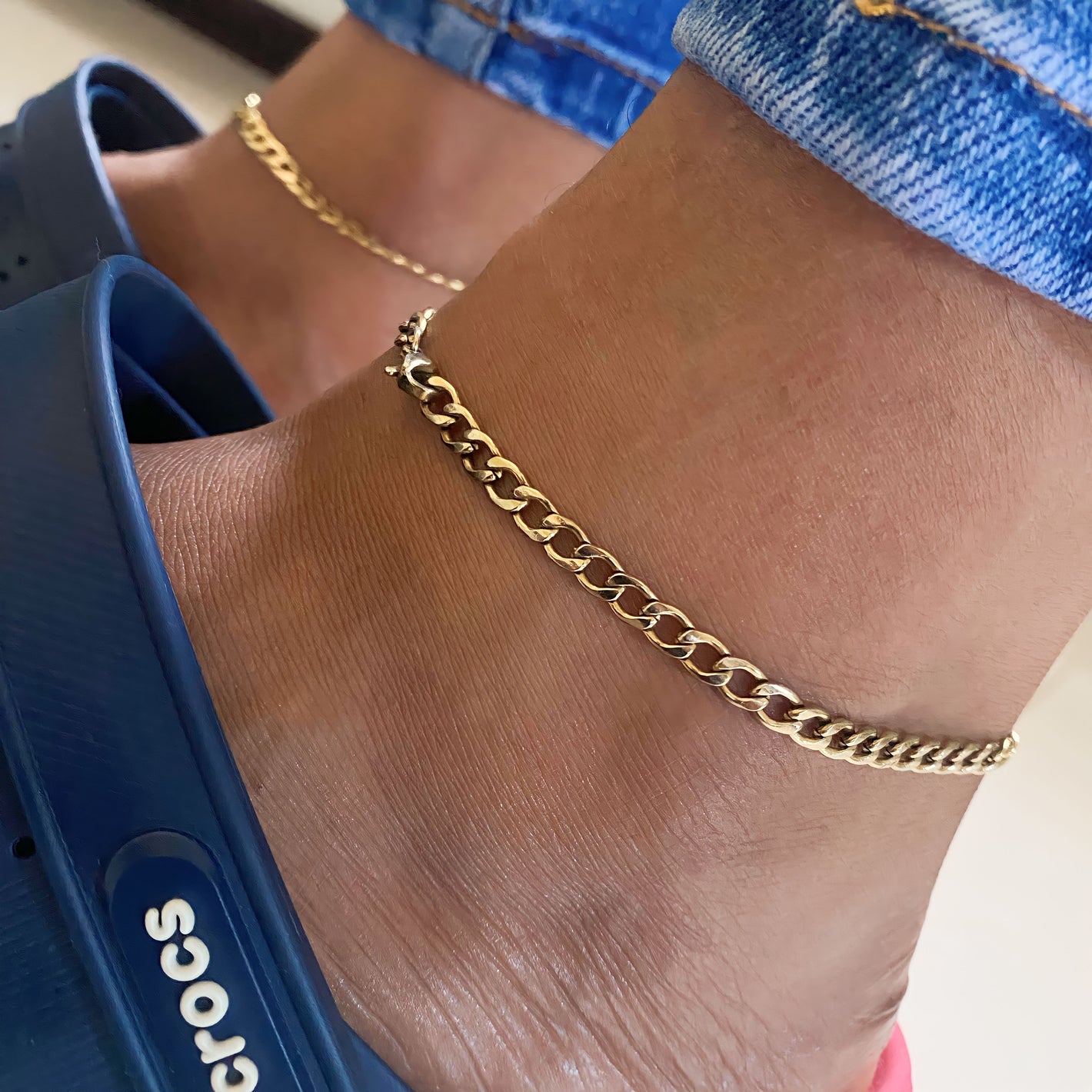 gold Cuban link tarnish resistant anklet