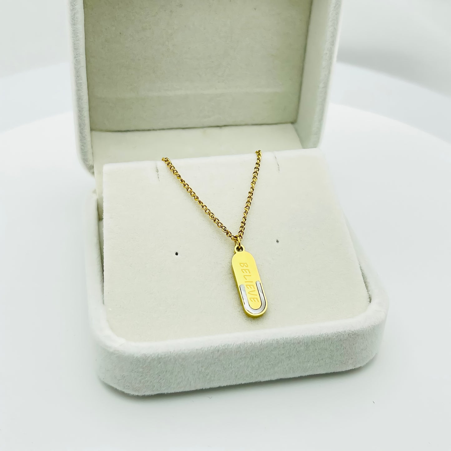 Affirmation Gold Believe Necklace 316L Stainless Steel & Natural Shell