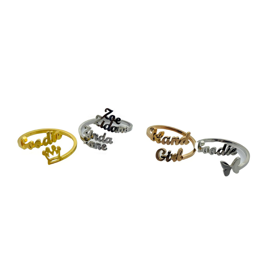 Custom Adjustable Name Word Rings