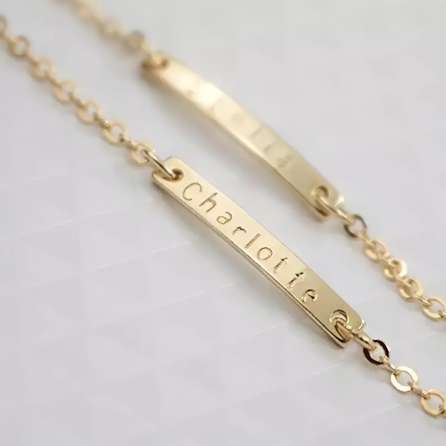 Custom 18K Gold Plated Sterling Silver Toddler Bar Bracelet
