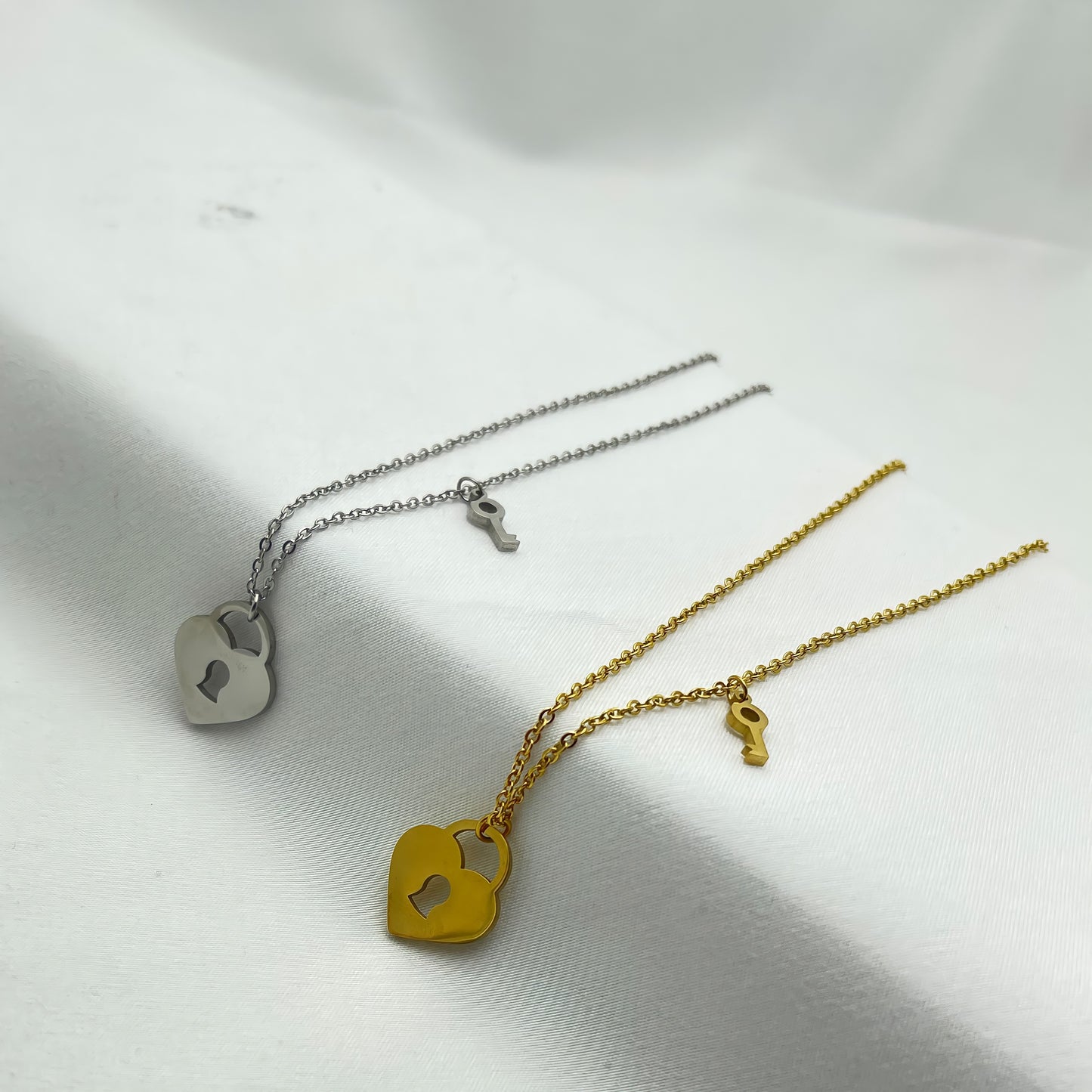 Heart Padlock and Key Necklace