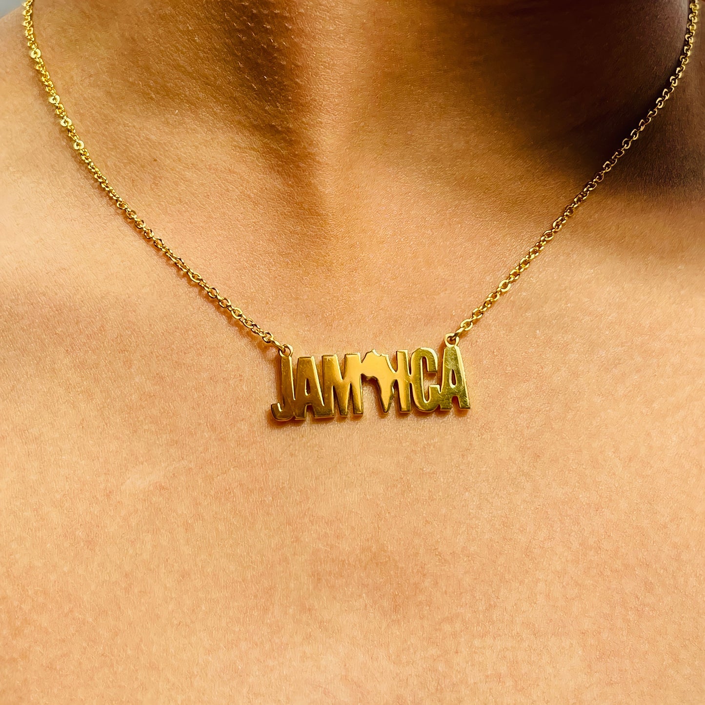 Jamaica Africa Afrocentric Gold Silver Stainless Steel Necklace