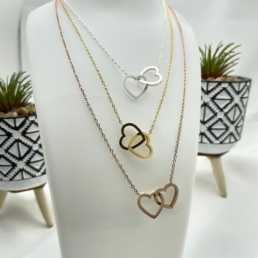 Interlocking Hearts Love Necklace