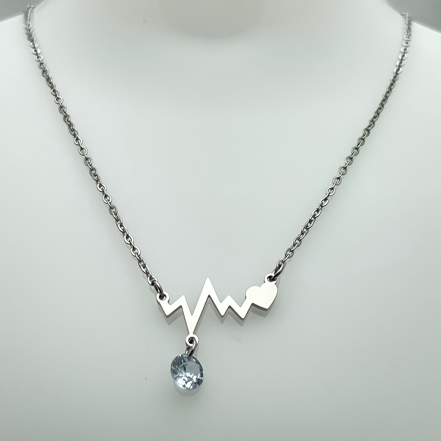 Love Heart Crystal ECG Necklace