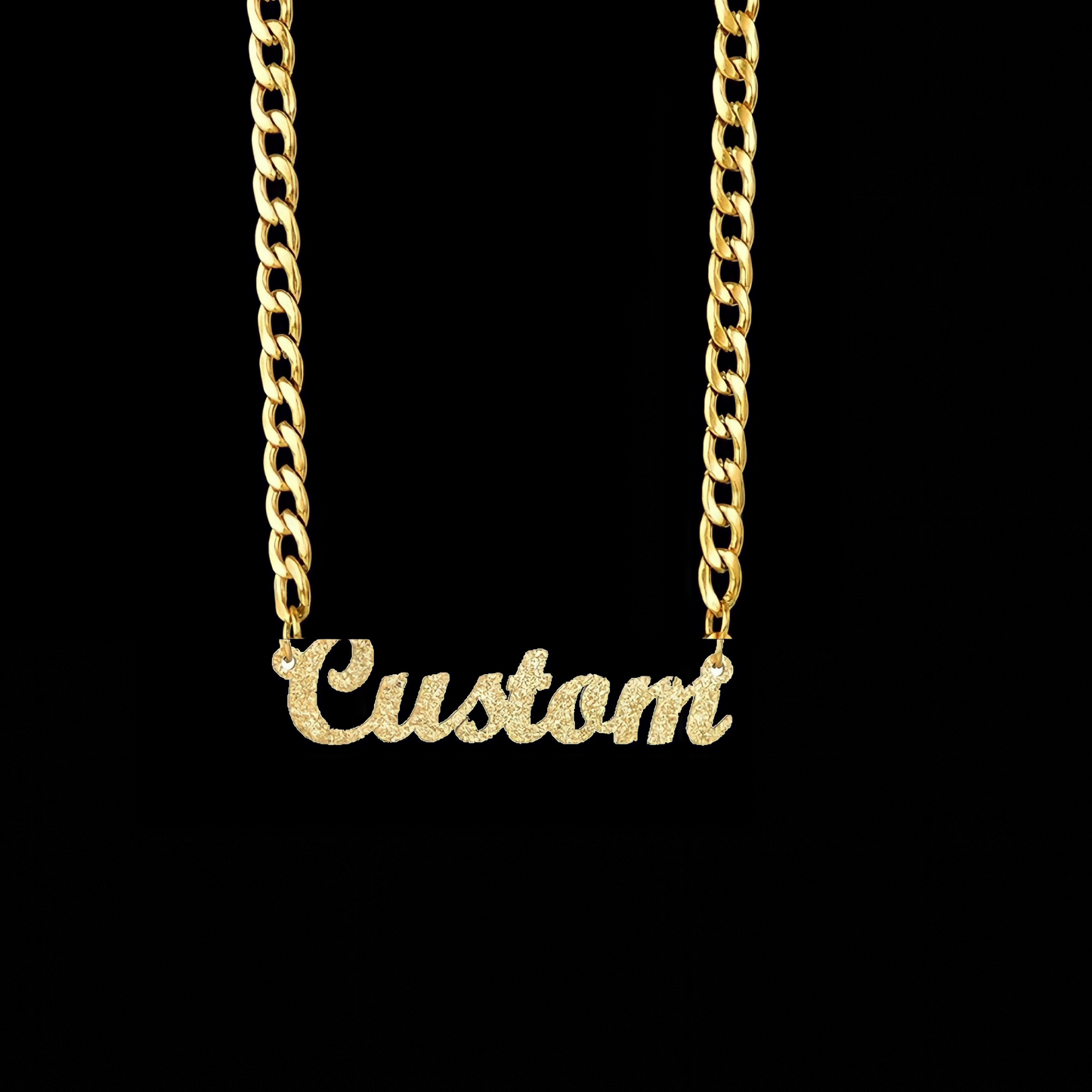 Custom Personalised Nameplate Frosted Cuban Link Necklace