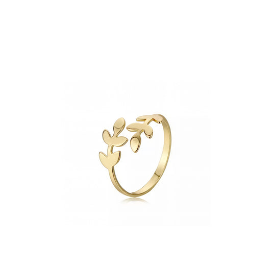 Gold Olive Tree Leaves Ring